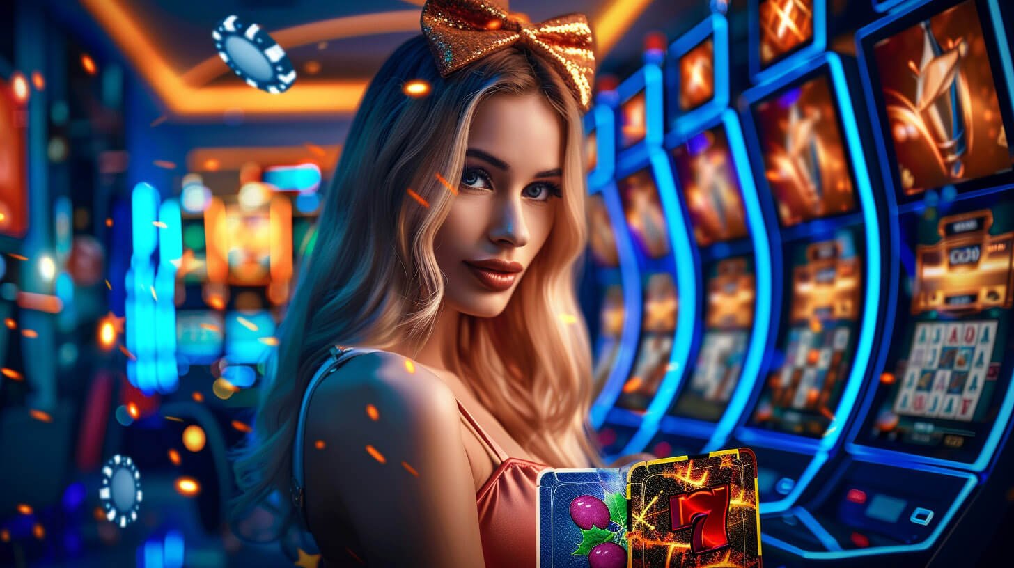 Para pemain menikmati berbagai kategori permainan di panda805 dengan latar Casino modern dan teknologi mobile